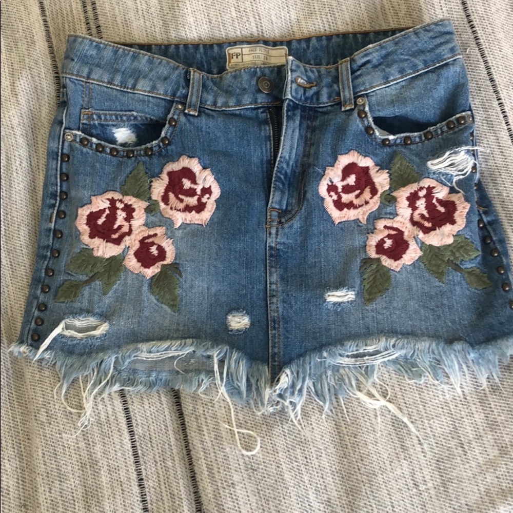 Free People Denim Mini Skirt